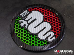 Alfa Romeo 4C Carbon Fiber Speaker Grill Covers - Alfa Logo in Italian Colors